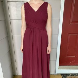 Floor length chiffon bridesmaids dress